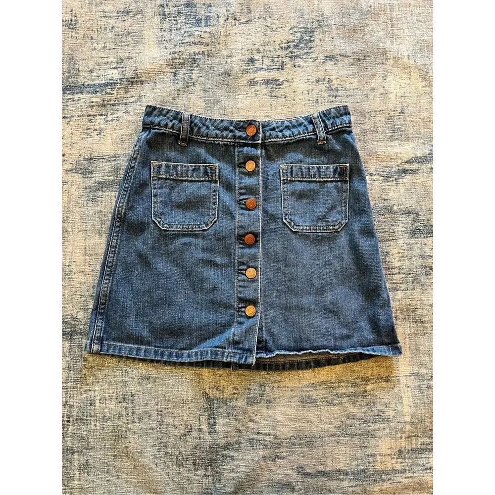 Gap 100% Cotton Button Front Denim Skirt 24"